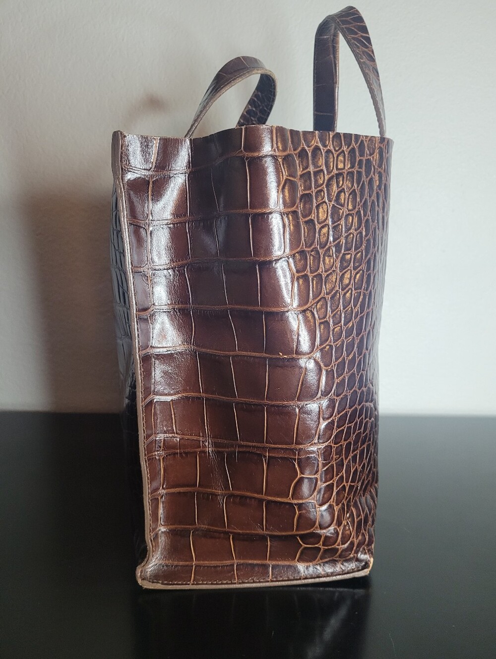 Furla Divide Croc Embossed Leather Tote - Picture 4 of 16